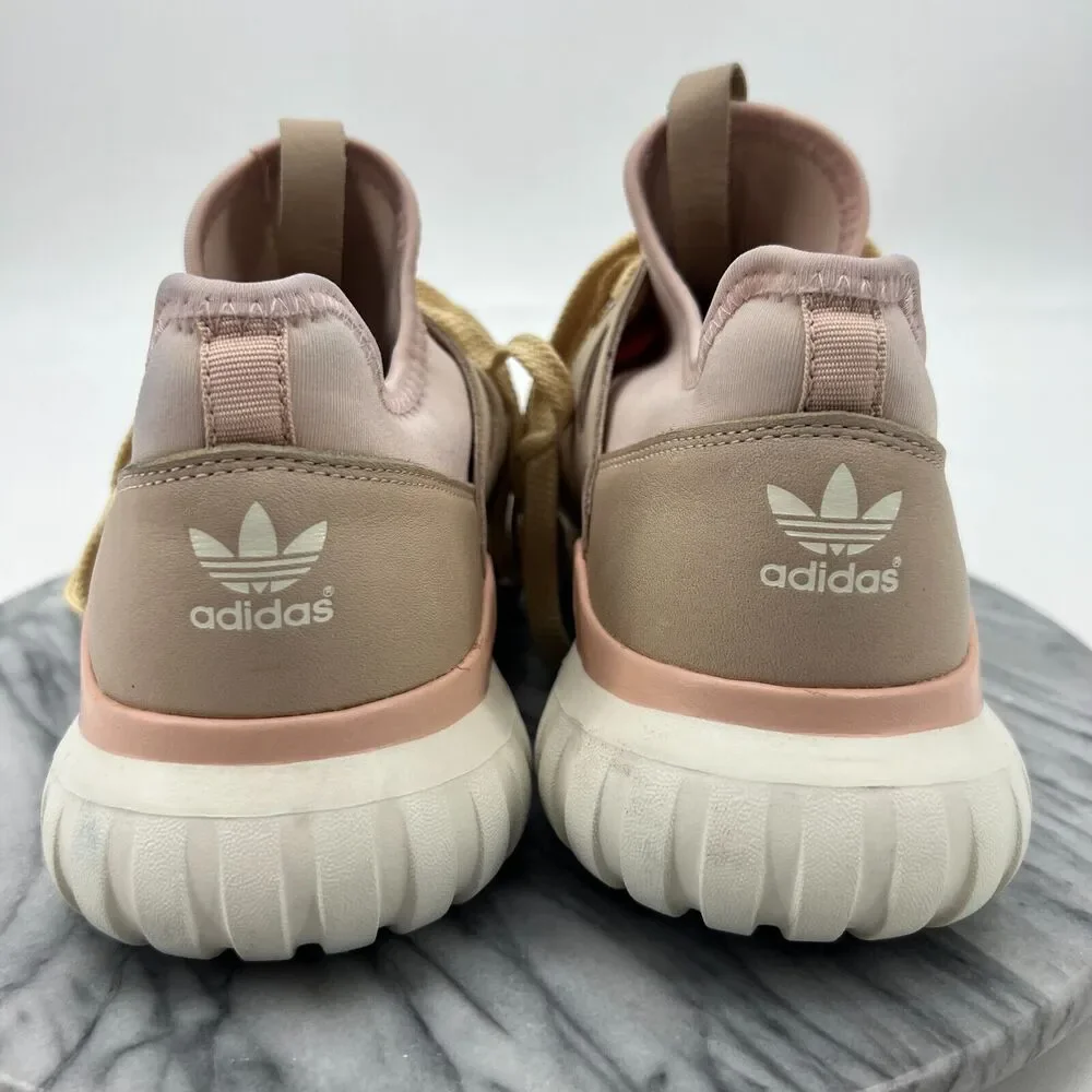 Adidas Mi Tubular Running Shoe Womens 9 Blush Pink Lace Up Low Top Athletic